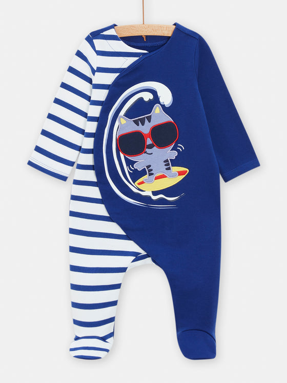 Blue cat romper for BOY