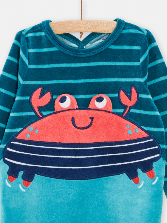 BOY blue romper with crab design