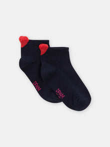  girls navy blue with red heart socks