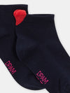 girls navy blue with red heart socks