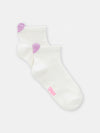 girls ecru socks with purple heart tab