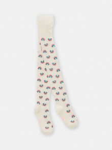  White tights with red rainbow print for girls