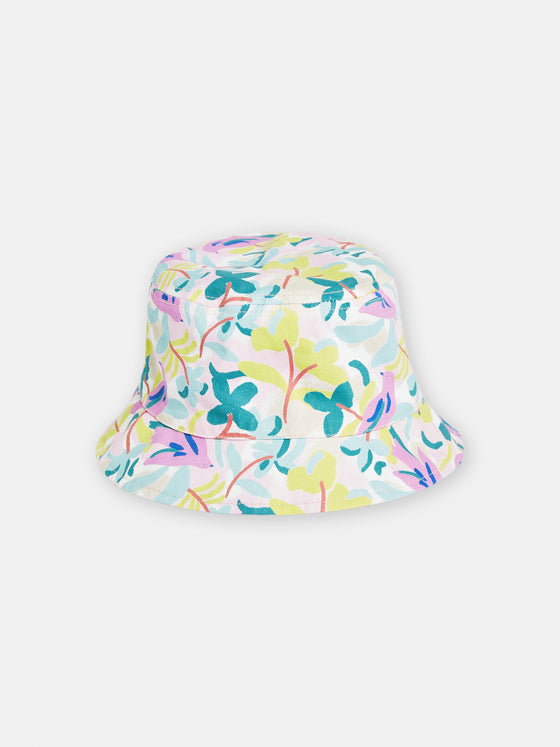 girls cream and blue reversible sun hat