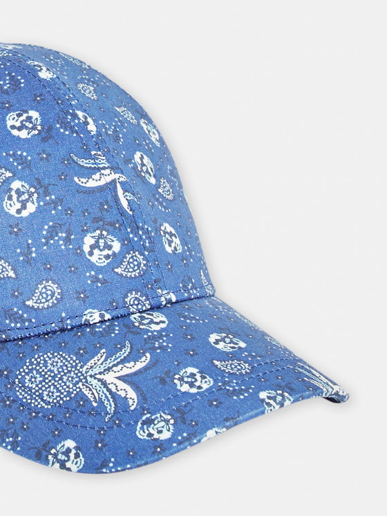 boys blue paisley print cap