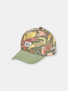  boys khaki cap with savannah print