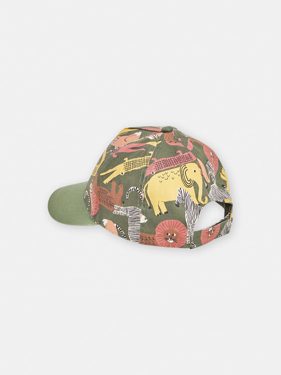 boys khaki cap with savannah print