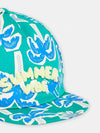 boys blue cap with palm tree print