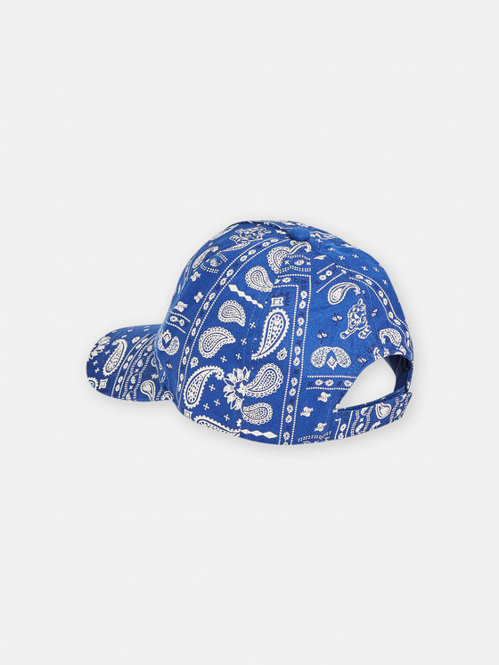 boys blue paisley print cap