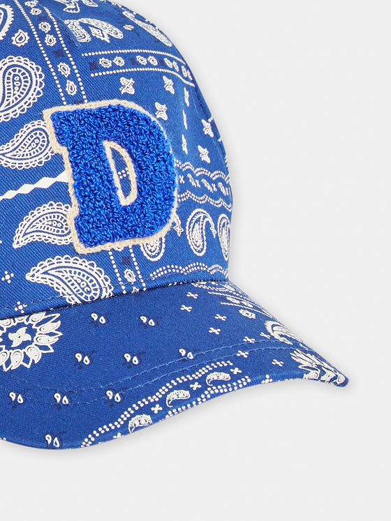 boys blue paisley print cap