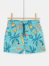 Palm tree print swim trunks for boys