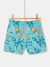 Palm tree print swim trunks for boys