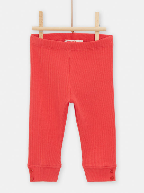 Red Ribbed Leggings for GIRLs