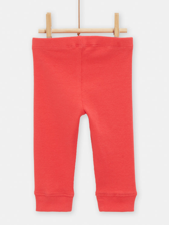 Red Ribbed Leggings for GIRLs