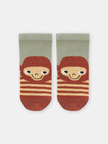  Baby boys Socks laurel green and brown with monkey design