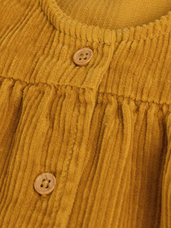 Girls Mustard Sleeveless Corduroy Dress