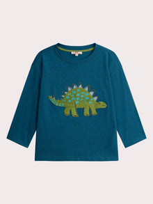  Dark turquoise blue animation dino T-shirt for boys