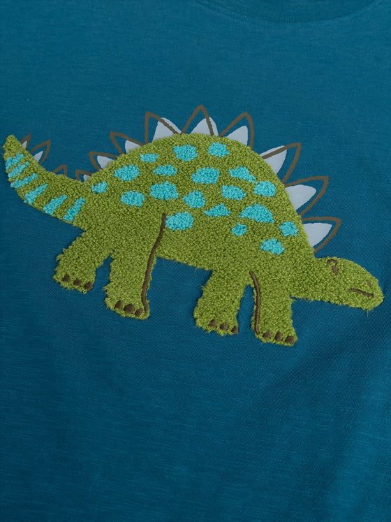 Dark turquoise blue animation dino T-shirt for boys