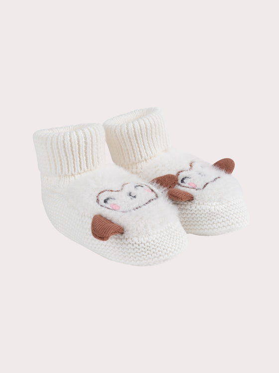 Embroidered knitted baby booties