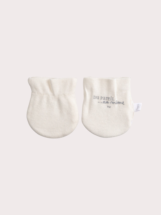 Ecru birth mittens