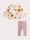 Baby girl sweater with flowers and leggings set