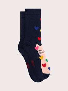  Blue Navy SOCKS with hearts