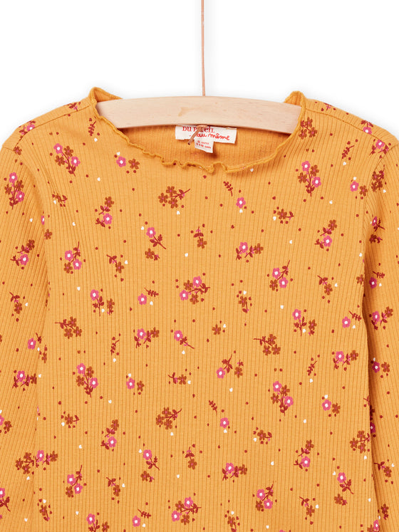 YELLOW RIB LONG SLEEVE T-SHIRT