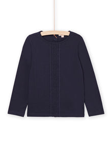  NAVY BLUE LONG SLEEVE T-SHIRT WITH LACE