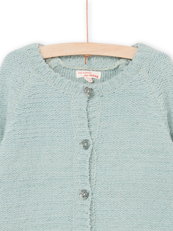 BLUE CHENILLE CARDIGAN