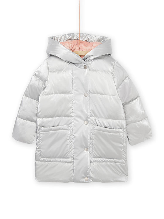 SILVER HOODED DOWN JACKET