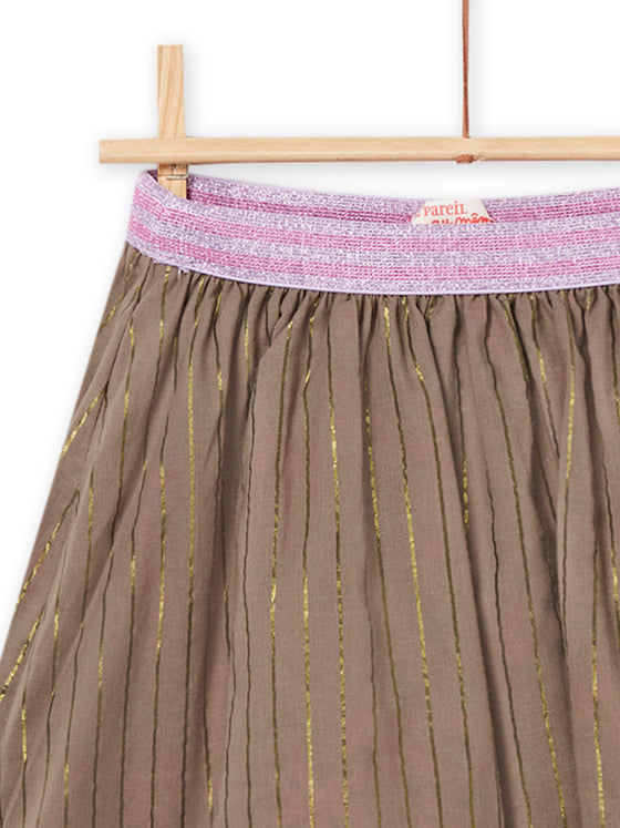 REVERSIBLE SKIRT WITH KHAKI FLORAL PRINT