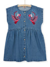 SHORT SLEEVE JEAN DRESS WITH PARROT ANIMATION