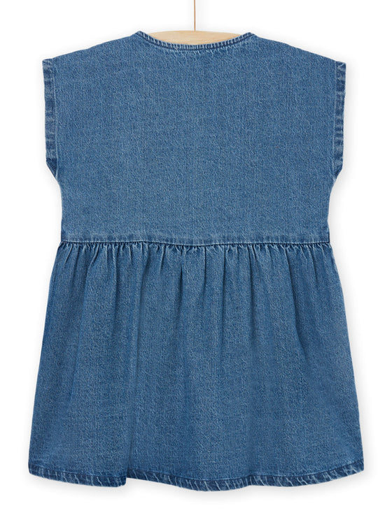 SHORT SLEEVE JEAN DRESS WITH PARROT ANIMATION
