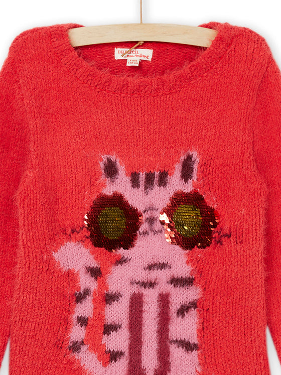 KNITTED SWEATER WITH CAT ANIMATION