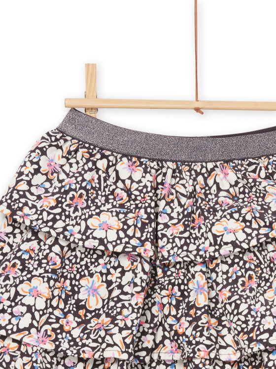 VELVET SKIRT WITH FANCY PRINT