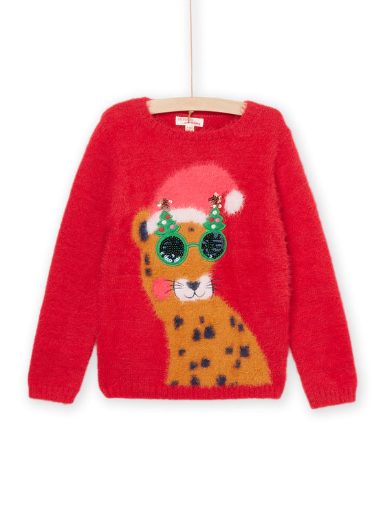 LEOPARD ANIMATION SWEATER WITH SEQUINS GLASSES