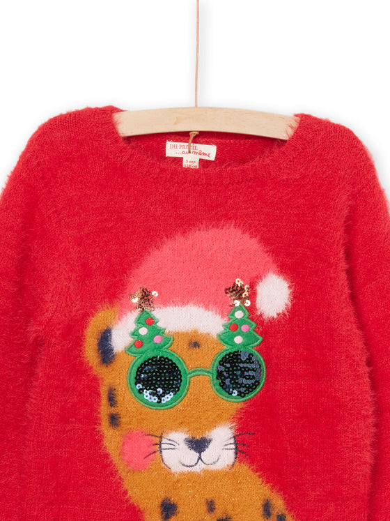 LEOPARD ANIMATION SWEATER WITH SEQUINS GLASSES