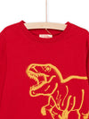 RED LONG SLEEVE T-SHIRT WITH DINOSAUR DESIGN