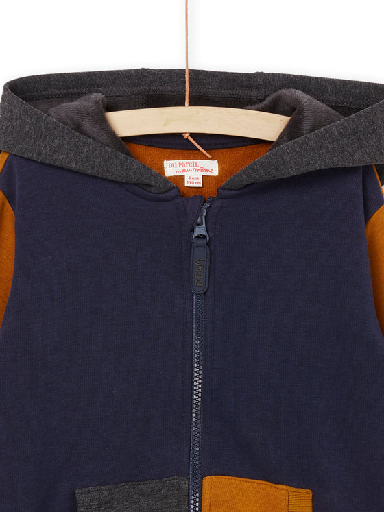 HOODED ZIP SWEATSHIRT DARK BLUE