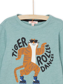  TIGER AND TURQUOISE LETTERING T-SHIRT