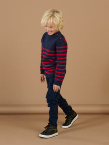  MIDNIGHT BLUE SWEATER WITH RED STRIPES