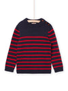 MIDNIGHT BLUE SWEATER WITH RED STRIPES