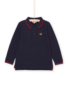  NAVY BLUE POLO SHIRT WITH EMBROIDERED WOLF'S HEAD MOTIF