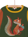 TWO-TONE LONG SLEEVE T-SHIRT WITH SQUIRREL DESIGN