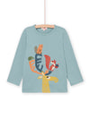 LONG SLEEVED T-SHIRT WITH FOREST ANIMALS PRINTS