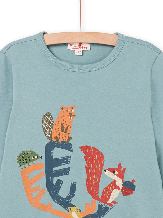 LONG SLEEVED T-SHIRT WITH FOREST ANIMALS PRINTS