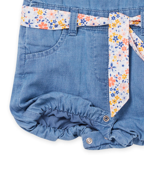 SHORT DENIM OVERALLS WITH REMOVABLE BELT