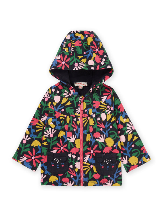 HOODED JACKET WITH FLOWER PRINT