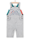 DUNGAREES WITH FINE STRIPES AND DINOSAUR ANIMATION