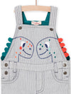 DUNGAREES WITH FINE STRIPES AND DINOSAUR ANIMATION