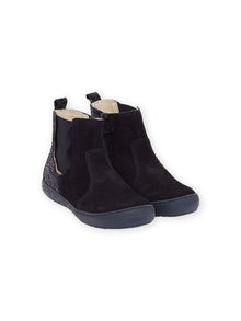  CHELSEA BOOTS IN NAVY LEATHER WITH FANCY DETAILS AT THE BACK